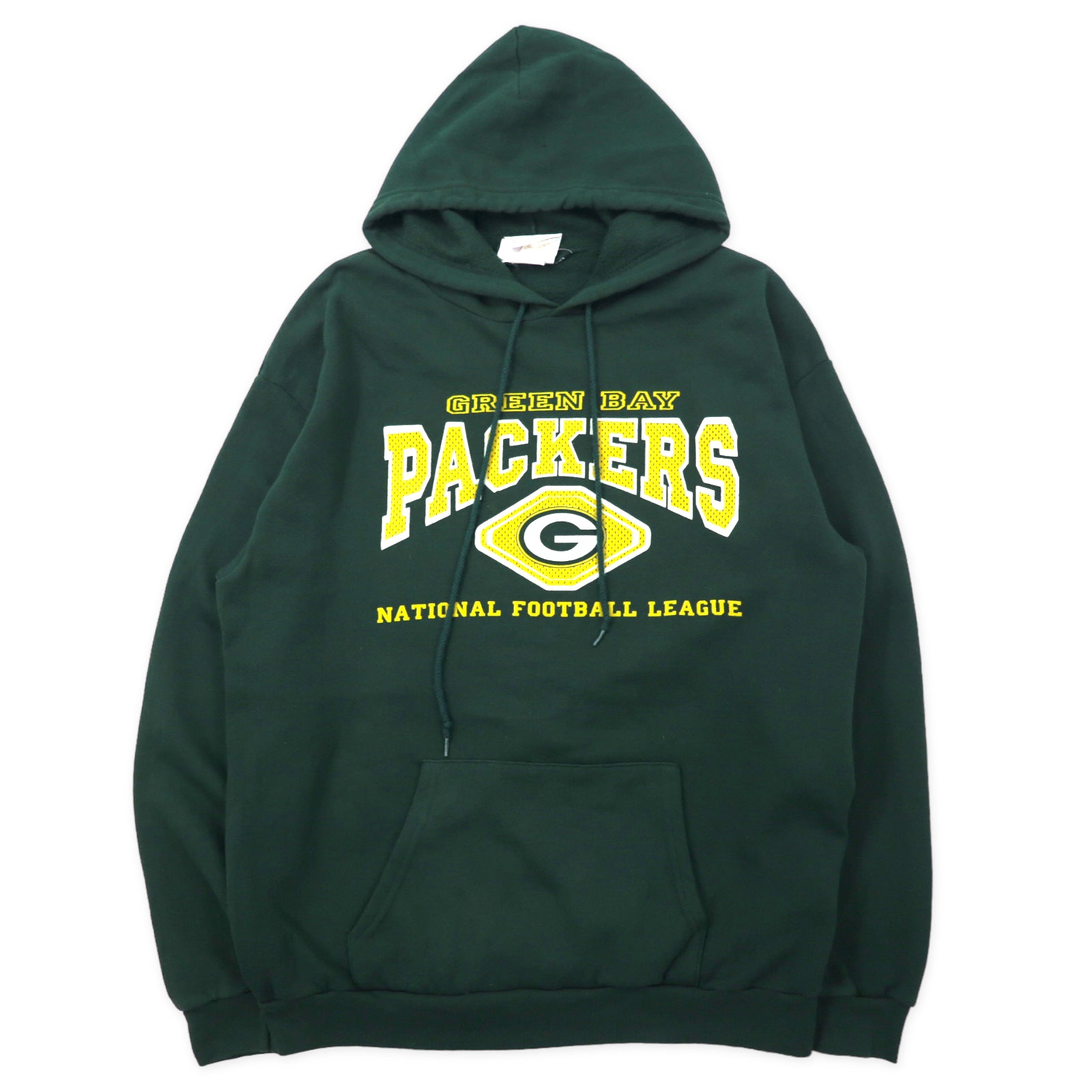 NFL GREEN BAY PACKERS Football Print HOODIE L Green Cotton BRUSHED