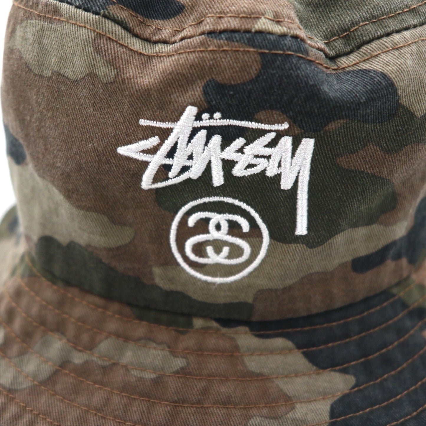 stussy カモフラ バケットハット L/XL カーキ コットン 刺繍 シャネルロゴ