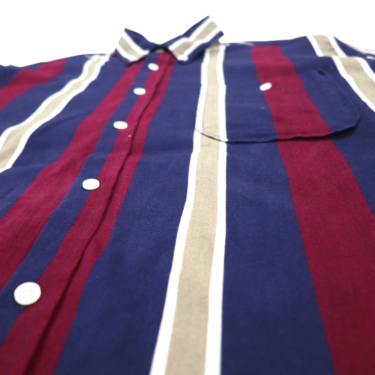 Vintage 90s Stripe Button Down Shirt Shirt CHEROKEE Button Down Shirt L Navy Stripe Made in Turkey
