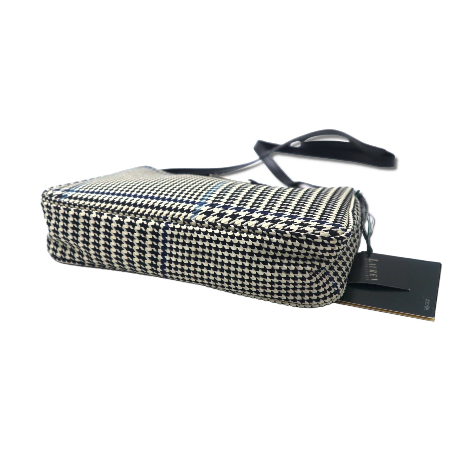 LAUREN RALPH LAUREN ガンクラブチェック ショルダーバッグ ポシェット ホワイト ナイロンキャンバス レザー ロゴプレート 未使用品