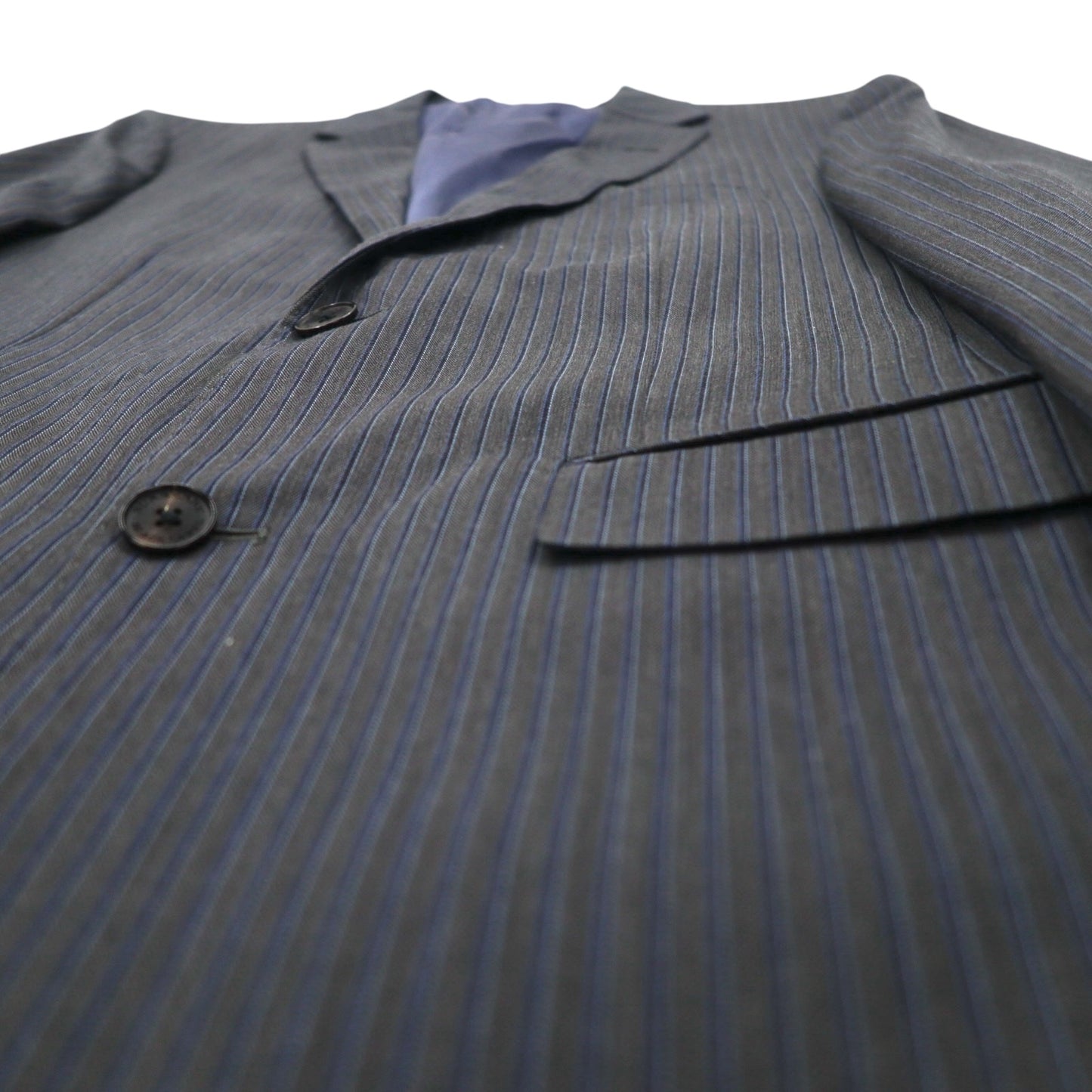 BURBERRY BLACK LABEL 2B テーラードジャケット スーツ S グレー ストライプ ウール 羊毛 D1H31-608-07