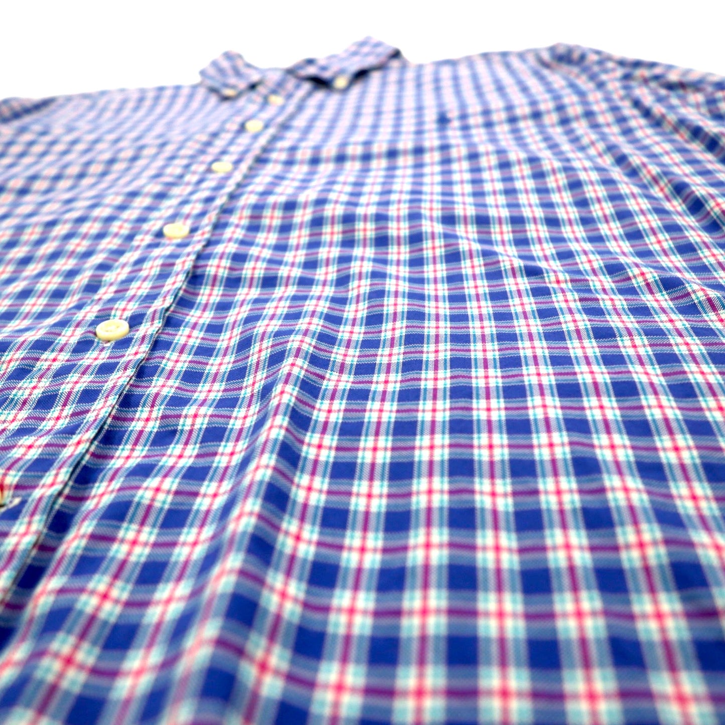 RALPH LAUREN ボタンダウンシャツ L ブルー チェック ビッグサイズ スモールポニー刺繍