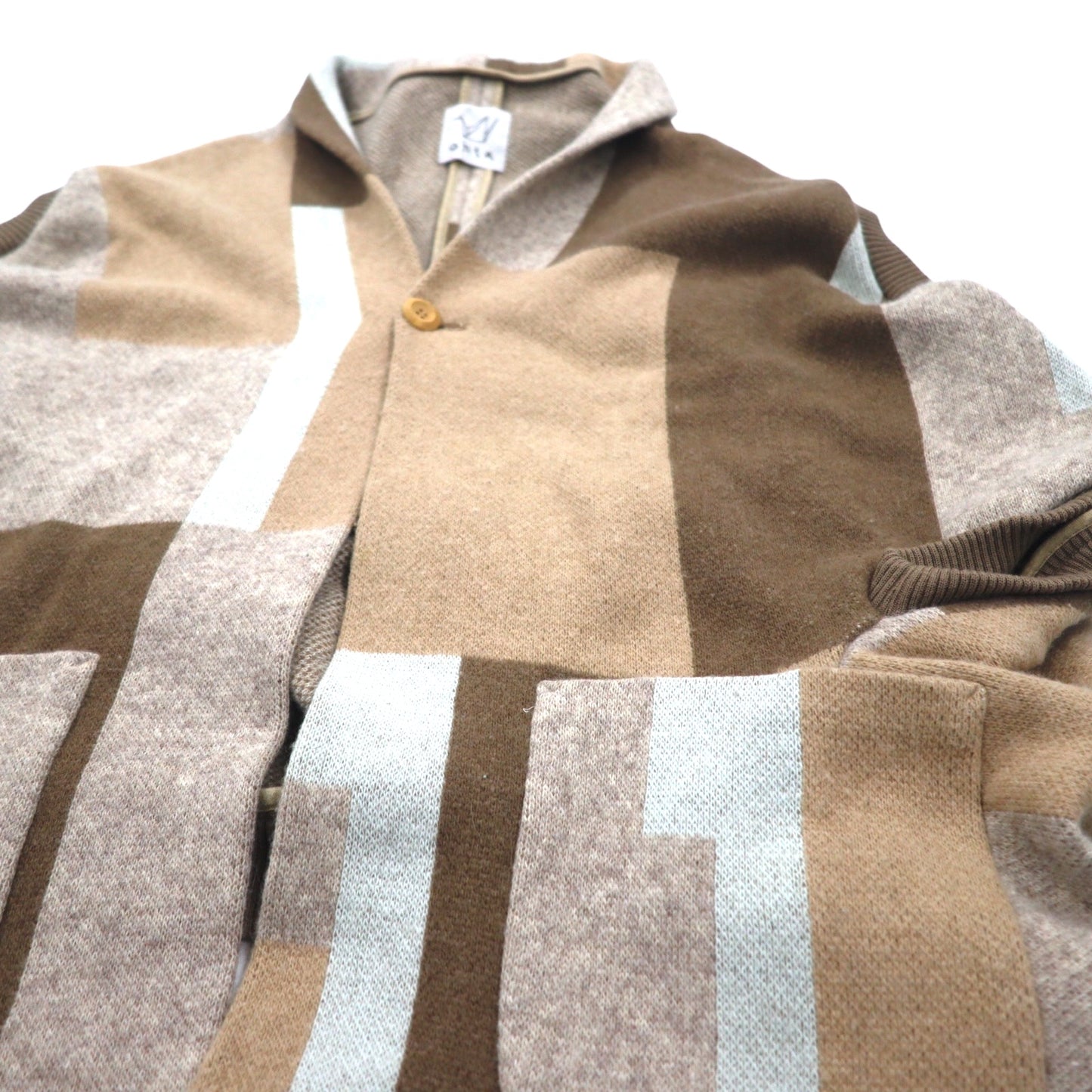 ohta ポンチョ カーディガン FREE ブラウン ベージュ マルチカラー アンゴラ 14aw-ha-pl 日本製