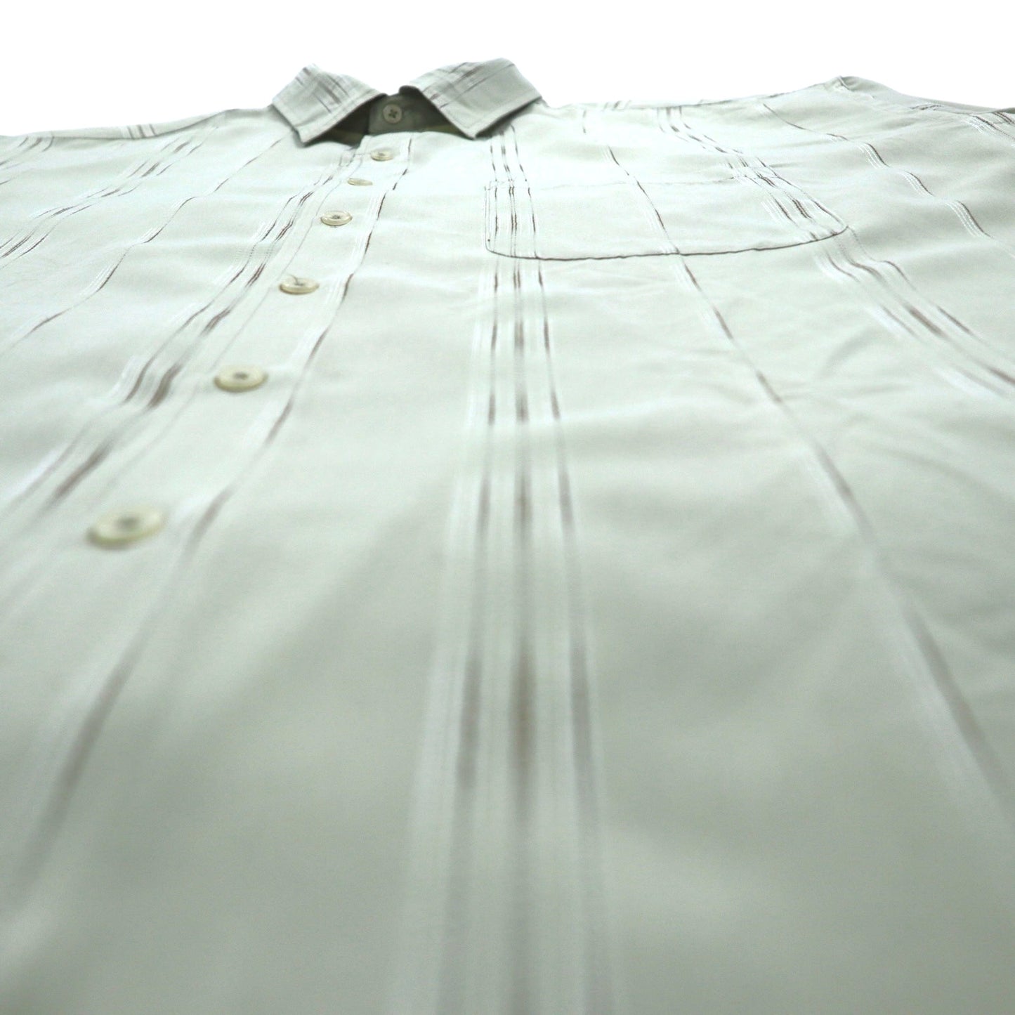 TOWN CRAFT 90年代 半袖シャツ 2XL ベージュ ストライプ ポリエステル 胸ポケット