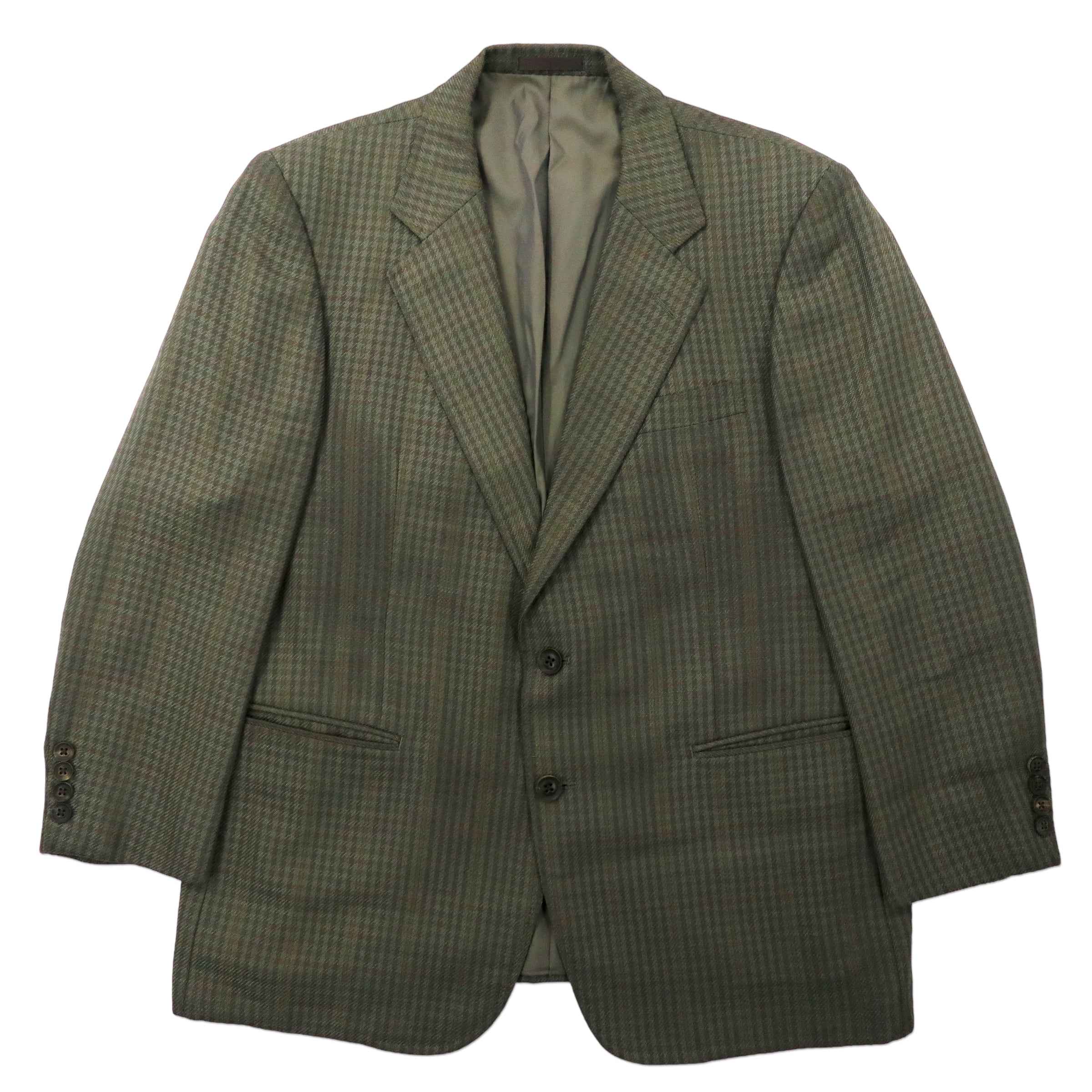 Burberrys 2b Tailored Jacket 96-92-165 BE4 Khaki Checked Wool Silk