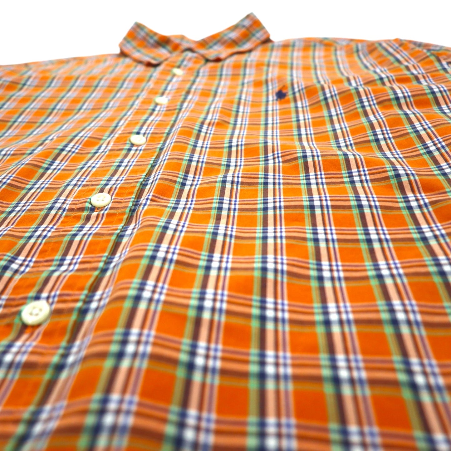 Polo by Ralph Lauren 90s ELLINGTON Big Size Button Down Shirt L Orange Small Pony Embroidery