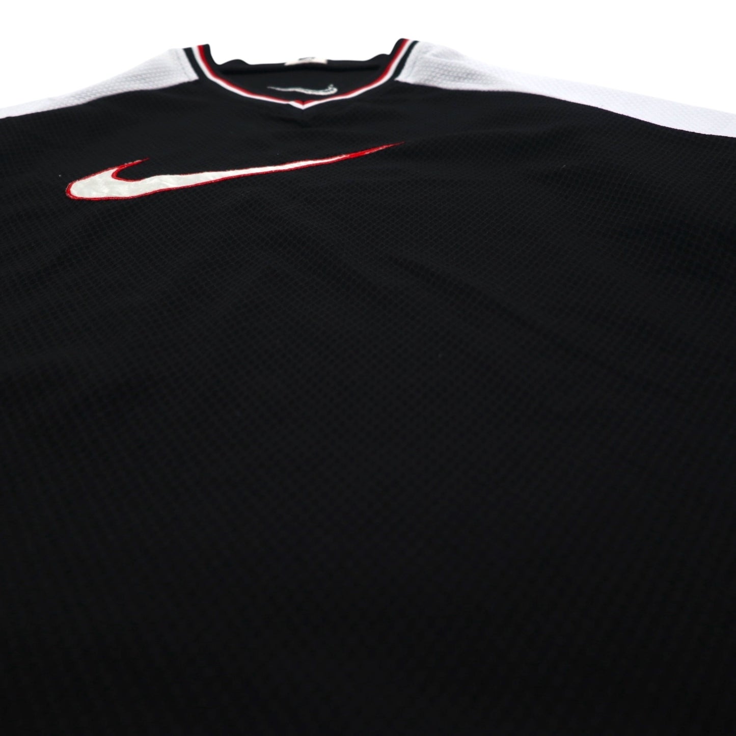 NIKE 90年代 銀タグ スウォッシュ 刺繍 ゲームシャツ Vネック Tシャツ L ブラック ポリエステル