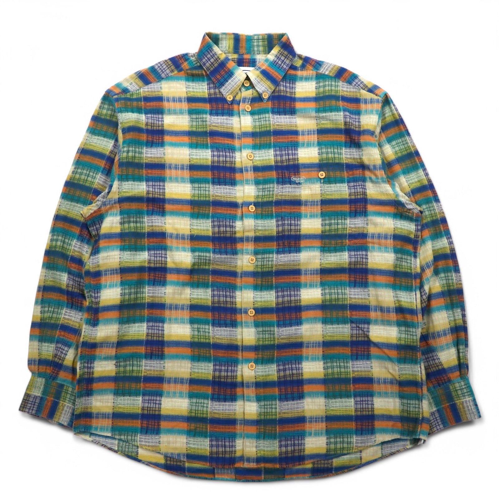 MISSONI SPORT 90年代 ボタンダウンシャツ L グリーン イエロー 