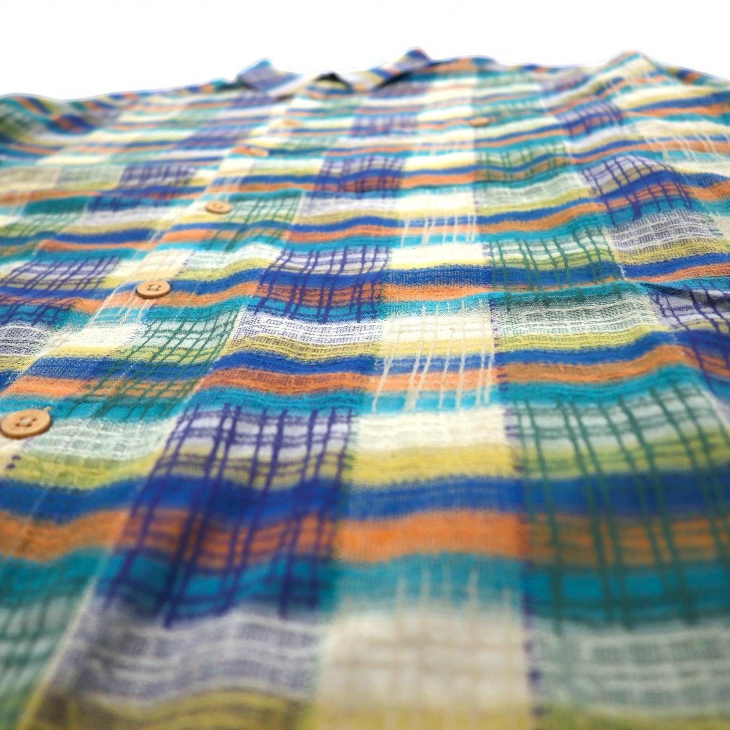 MISSONI SPORT 90年代 ボタンダウンシャツ L グリーン イエロー チェック コットン ビッグサイズ