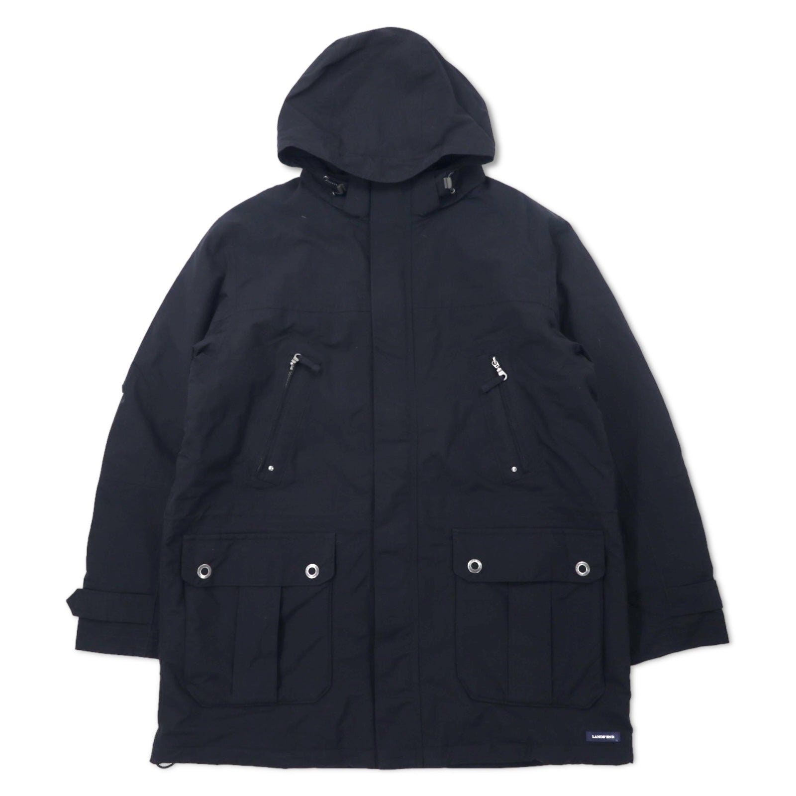 Lands' END Squall Winter HOODIE COAT XL Navy Nylon Waterproof 