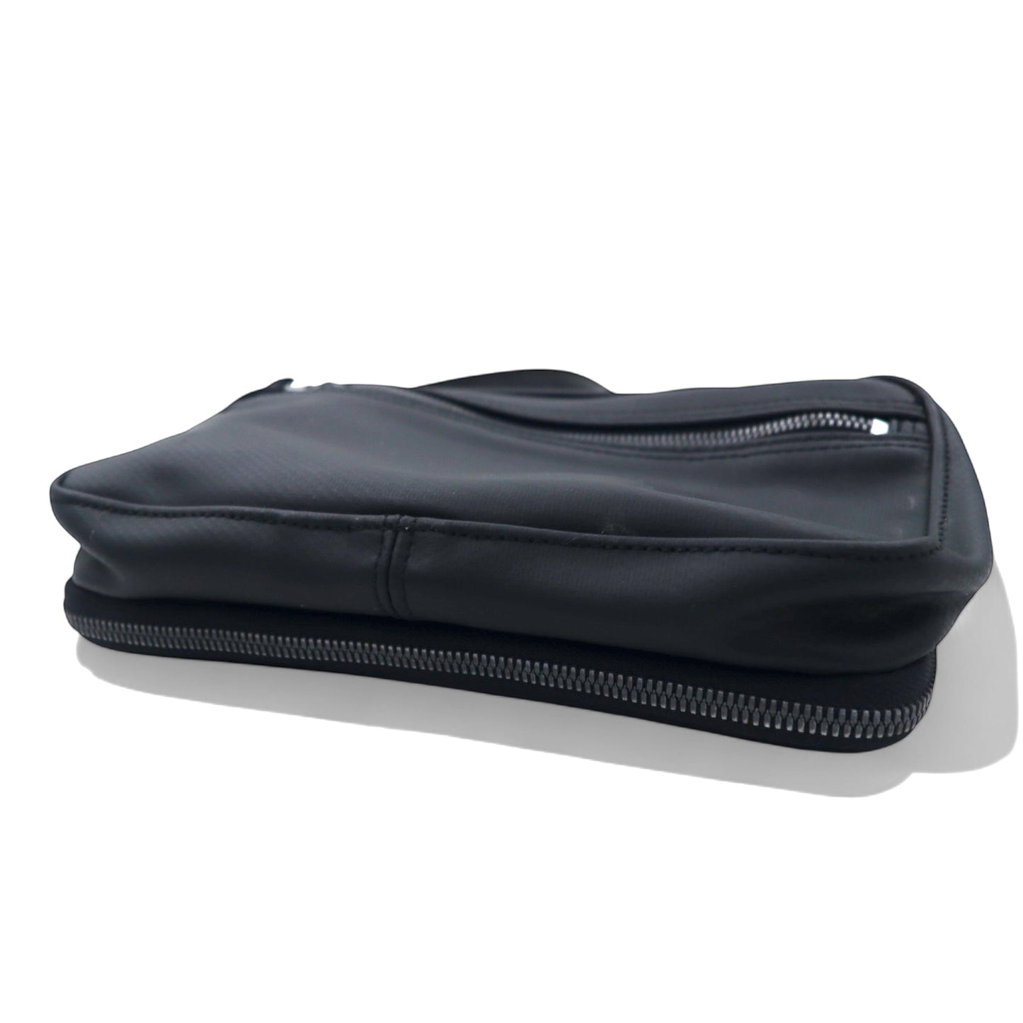 LUGGAGE LABEL (Yoshida Bag) New Liner Shoulder Bag Black PVC Round Zip NEW LINER Blue Batten Made in Japan