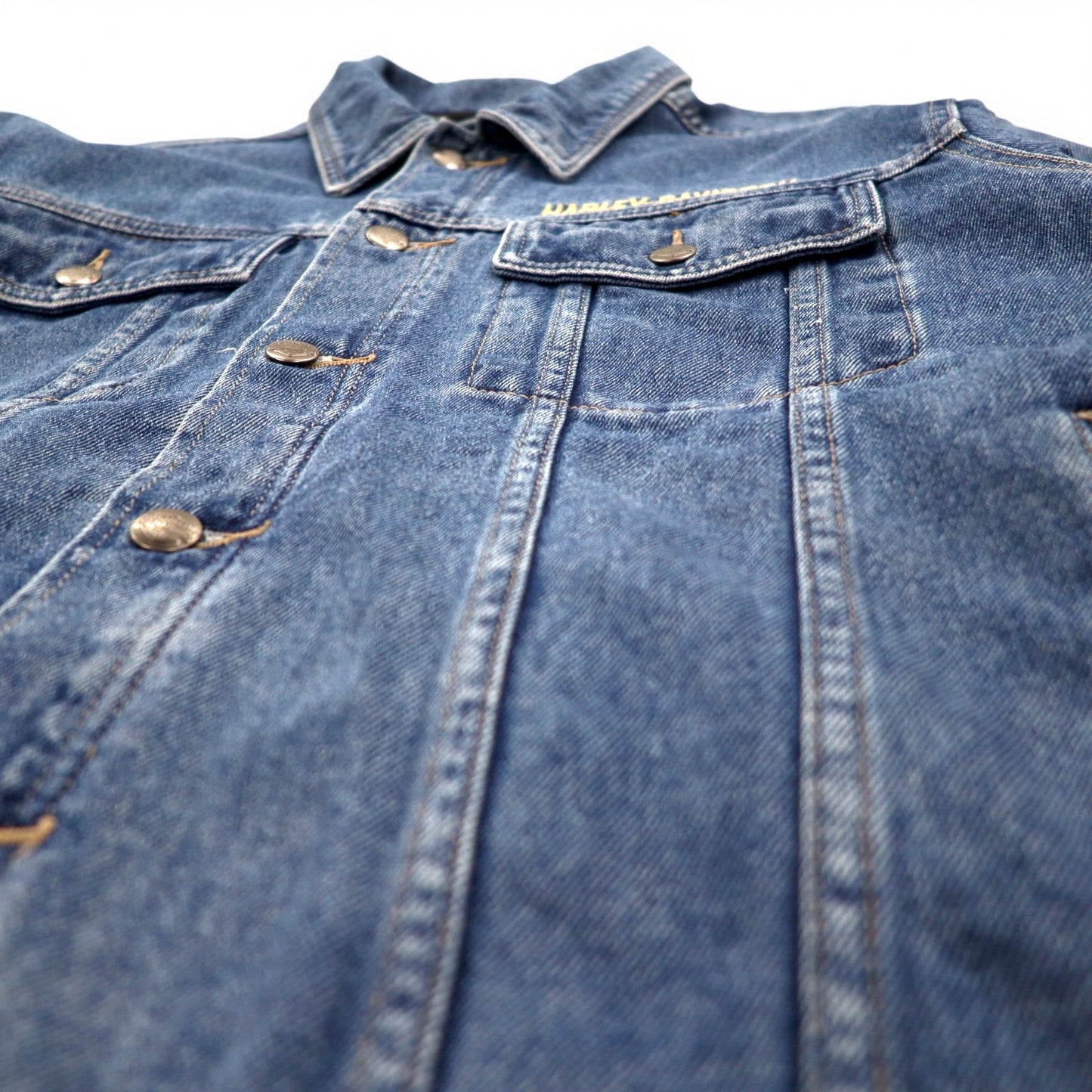 HARLEY DAVIDSON デニムジャケット Gジャン M インディゴ ブルー バックロゴ刺繍