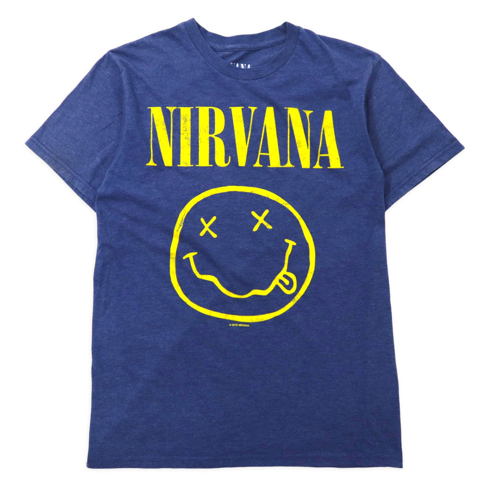 NIRVANA Nirvana Band T-SHIRT M Navy Cotton Smiley Mexico Made 