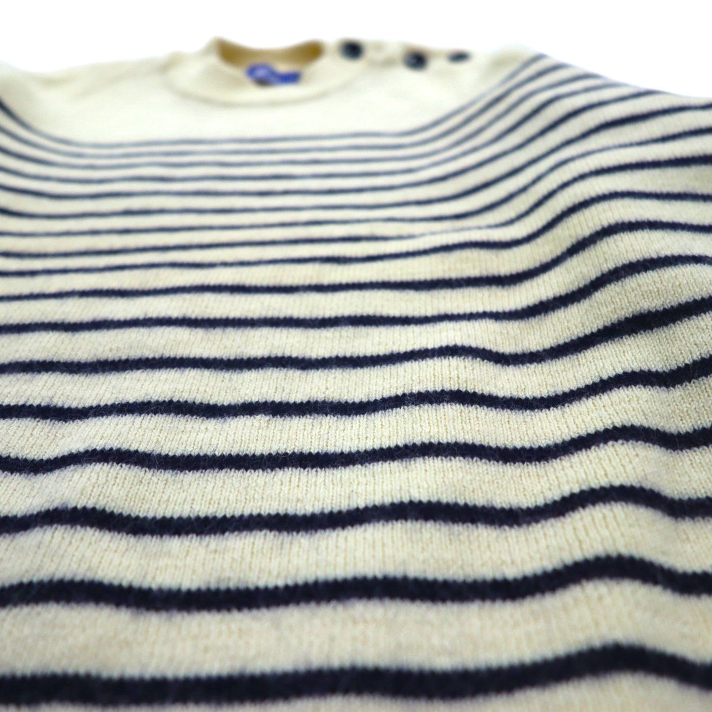 SAINT JAMES マリン ボーダー ニット CANCALE セーター M 生成り ウール 肩ボタン フランス製