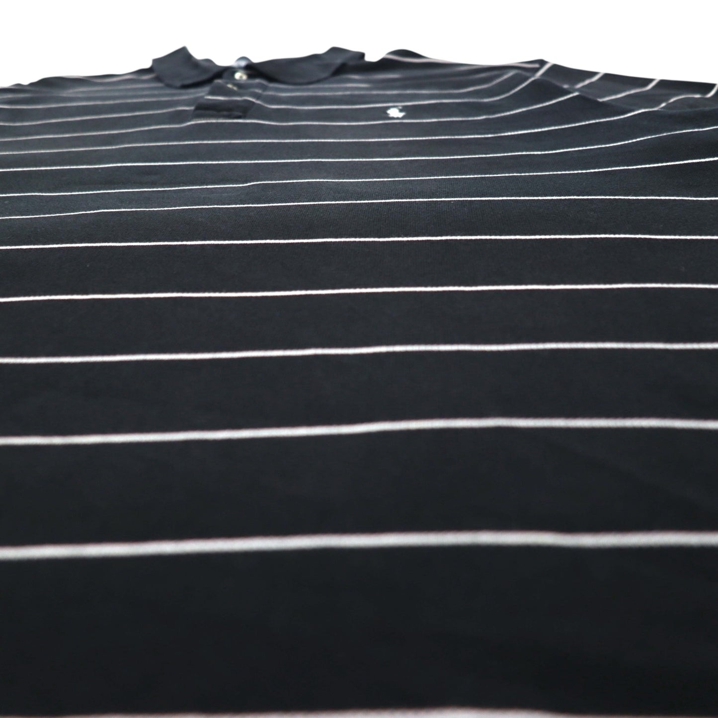 Polo by Ralph Lauren 90年代 ボーダー ポロシャツ 2XL BIG ビッグサイズ ブラック 鹿の子 スモールポニー刺繍