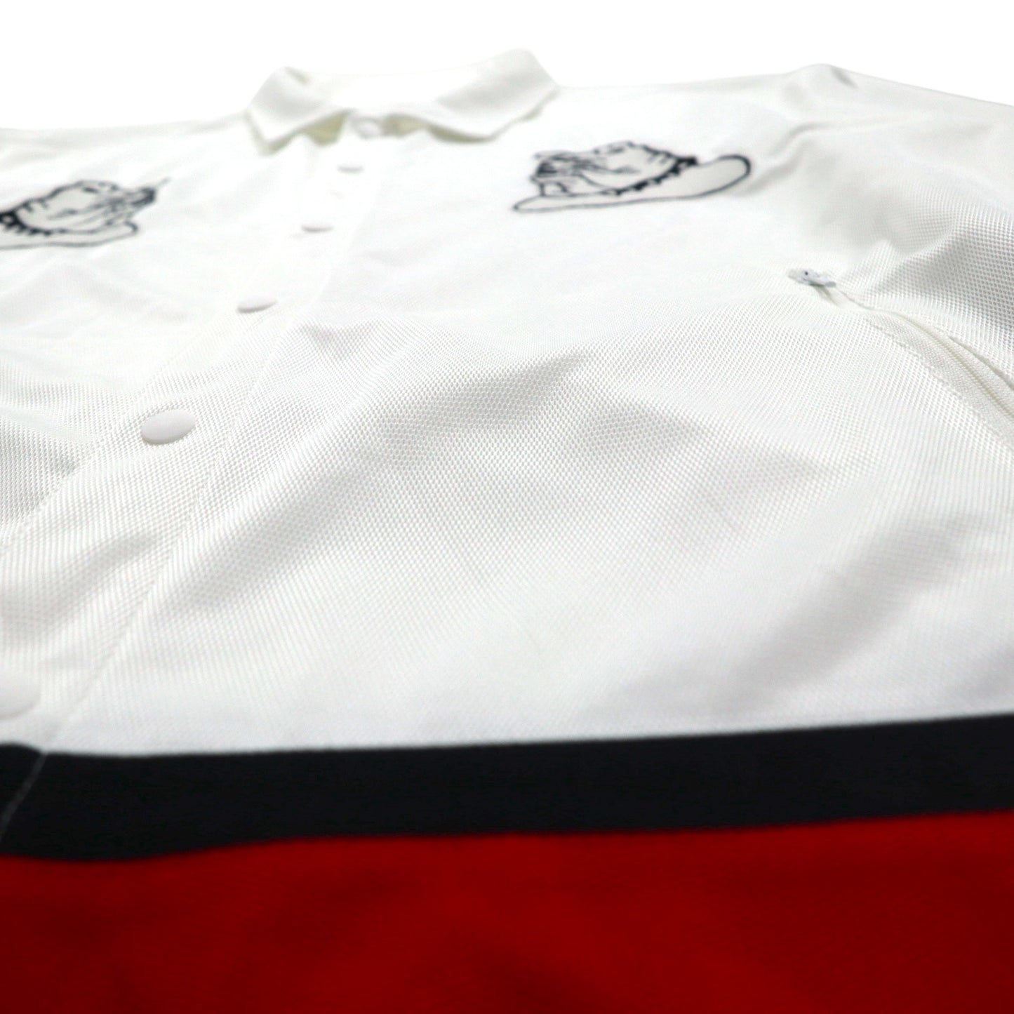 BLACKWEIRDOS ポリエステルシャツ ジャケット ジャージ FREE ホワイト ワッペン スナップボタン