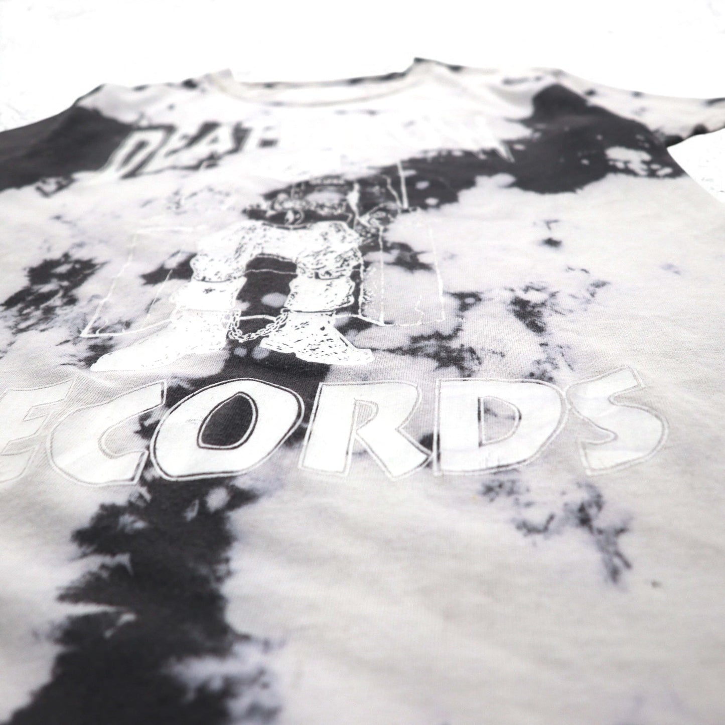 DEATH ROW RECORDS ヒップホップ レーベル Tシャツ M ホワイト ブラック タイダイ ブリーチ加工