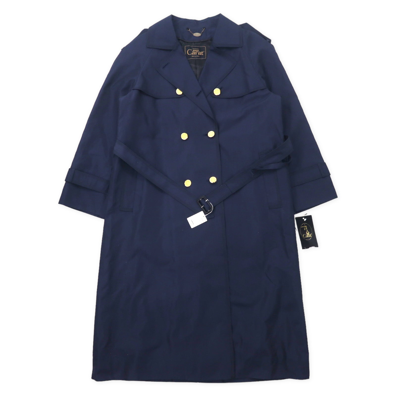 Carat (SANYO) Sanyo Shokai 80's COAT 7-11 9A2 Navy Silk gold 