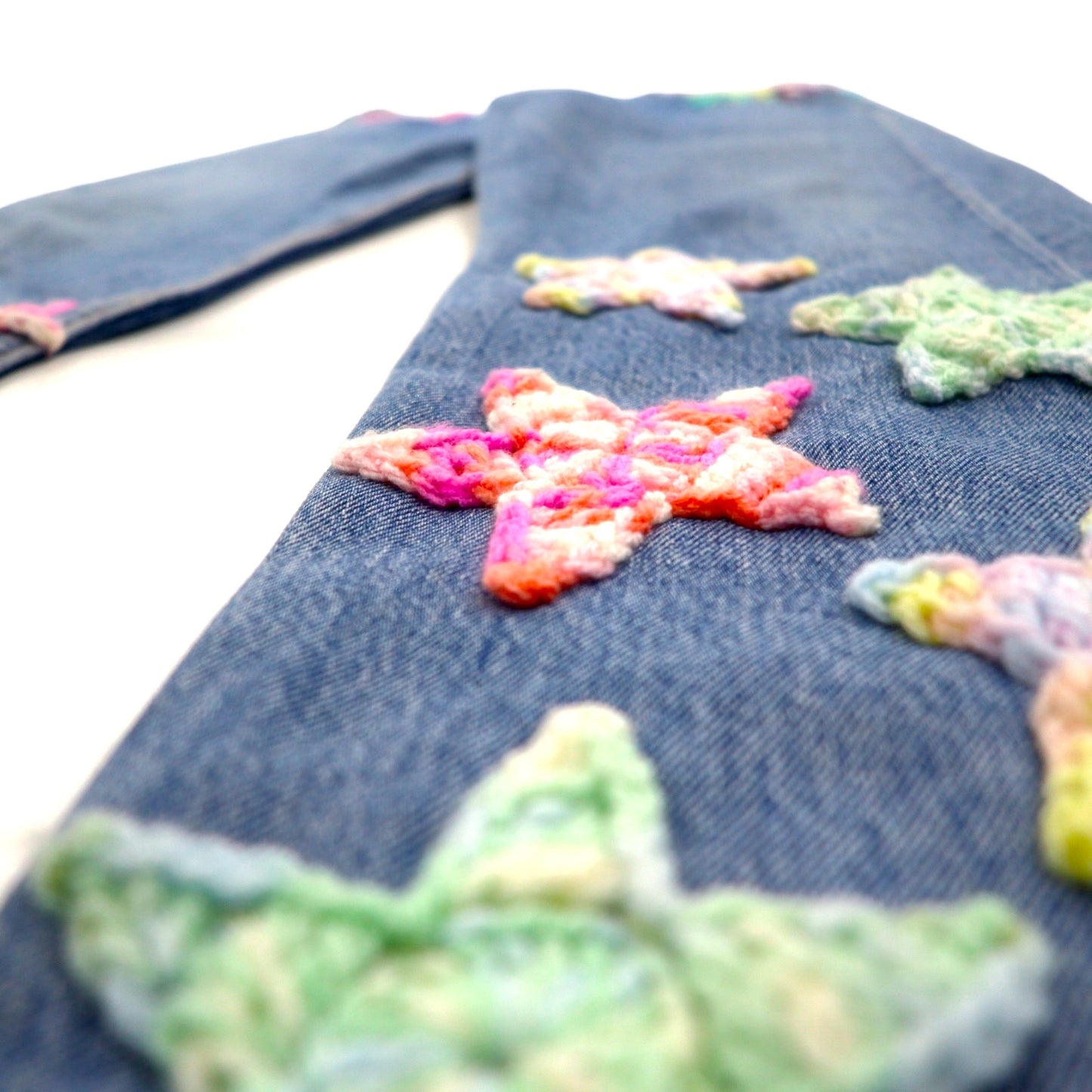 Y.A.R.N. × 90s Levi's 501 クロシェ スター デニムパンツ STAR DENIM ジーンズ M インディゴ ブルー ハンドメイド