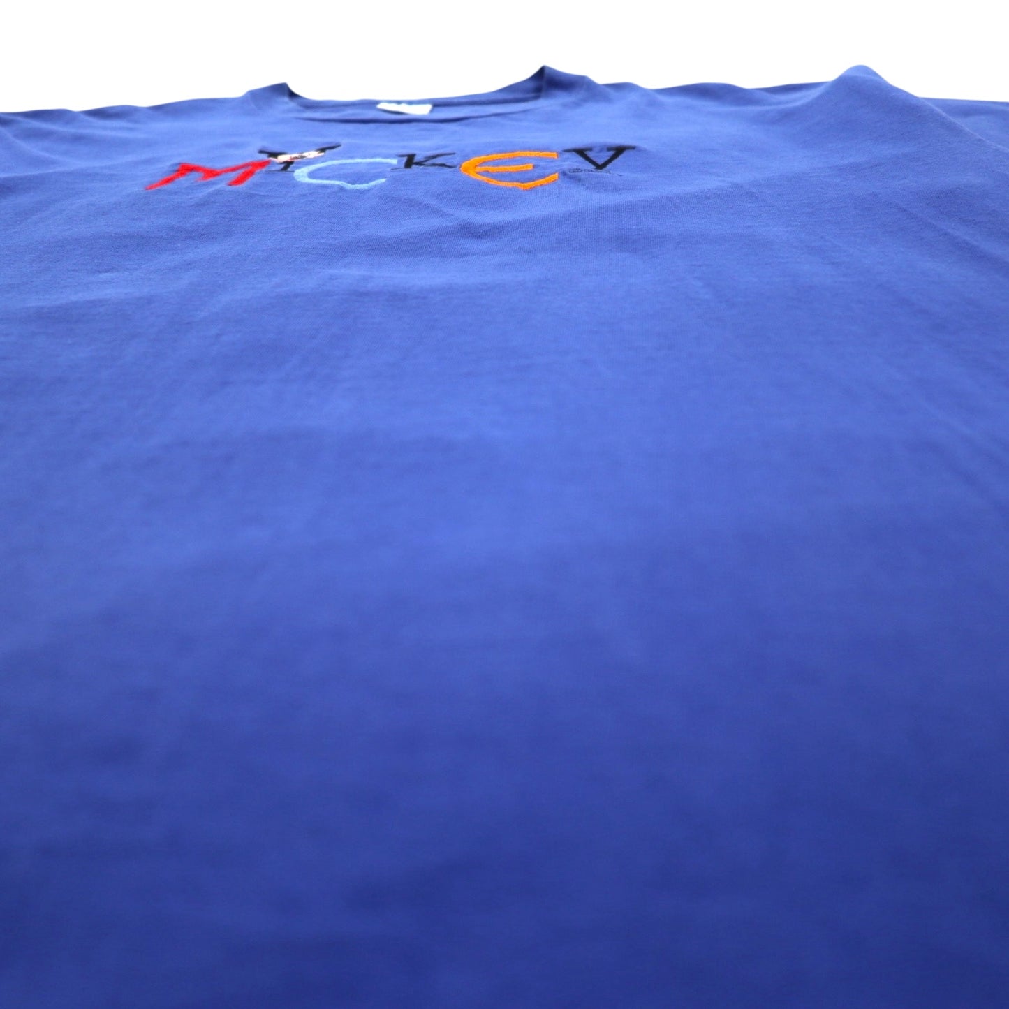 Velva Sheen 90年代 USA製 MICKEY ミッキーマウス 刺繍 Tシャツ XL ブルー Disney