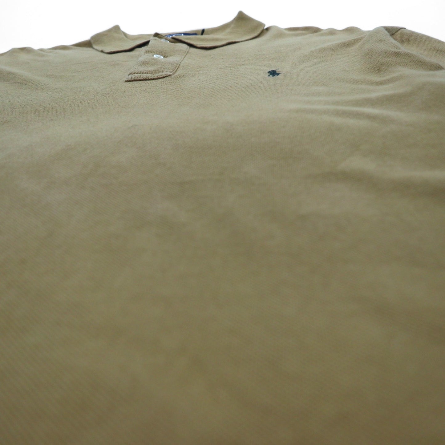 Polo by Ralph Lauren 90s Long Sleeve Polo Shirt L Beige Pique Small Pony Embroidery