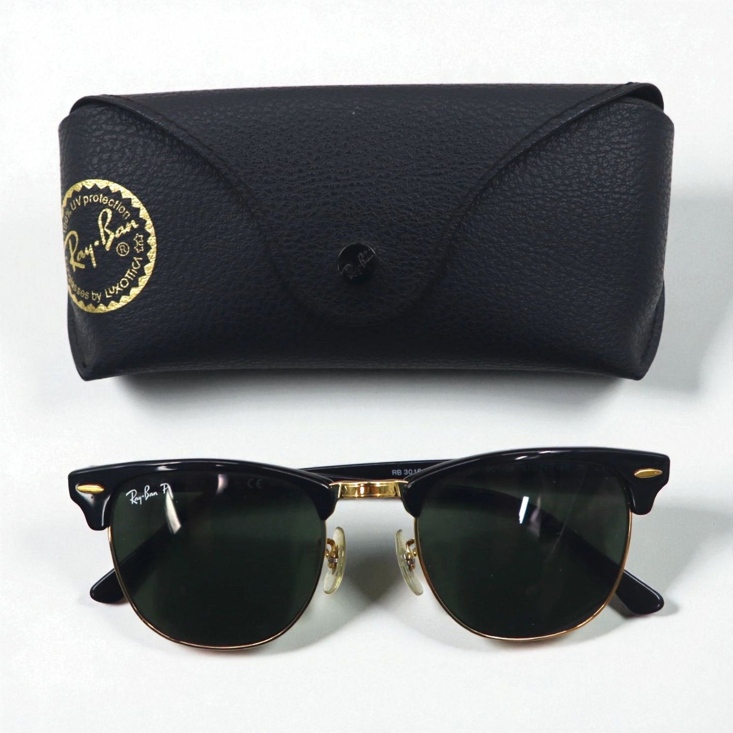 Ray-Ban Polarized Clubmaster Sunglasses RB3016 901/58 51-21 145 3P Half-Rim