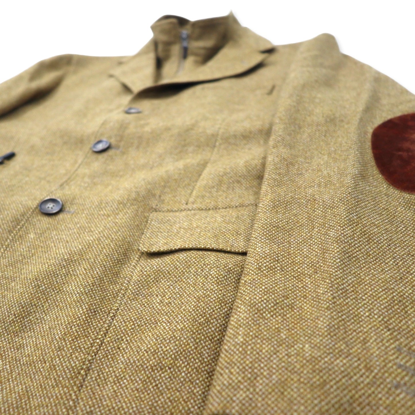 ACQUAVIVA Made in Italy Layered Design Tailored Jacket 50 Beige Wool Silk Blend LANIFICIO PURO Elbow Patch Removable Collar 2WAY