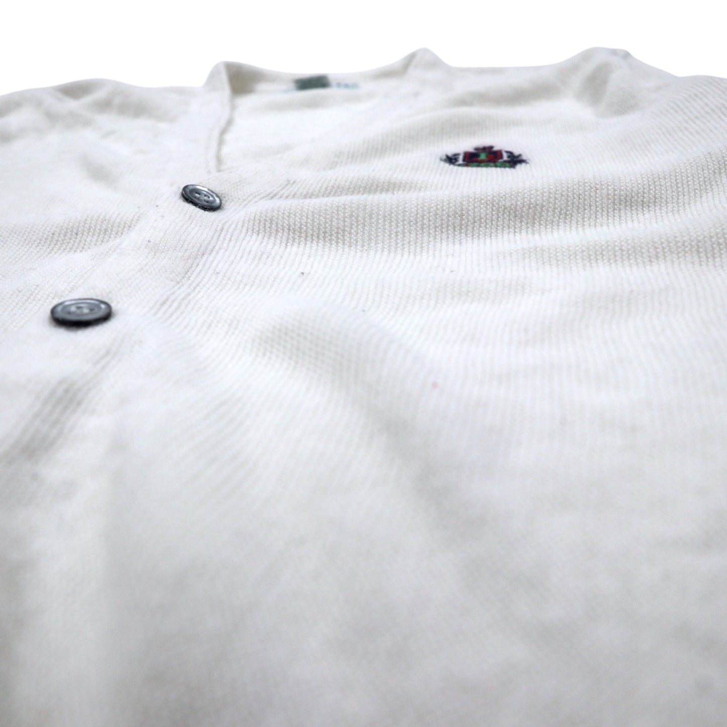 IZOD USA Made 90s Acrylic Knit Cardigan S White One Point Logo Embroidery