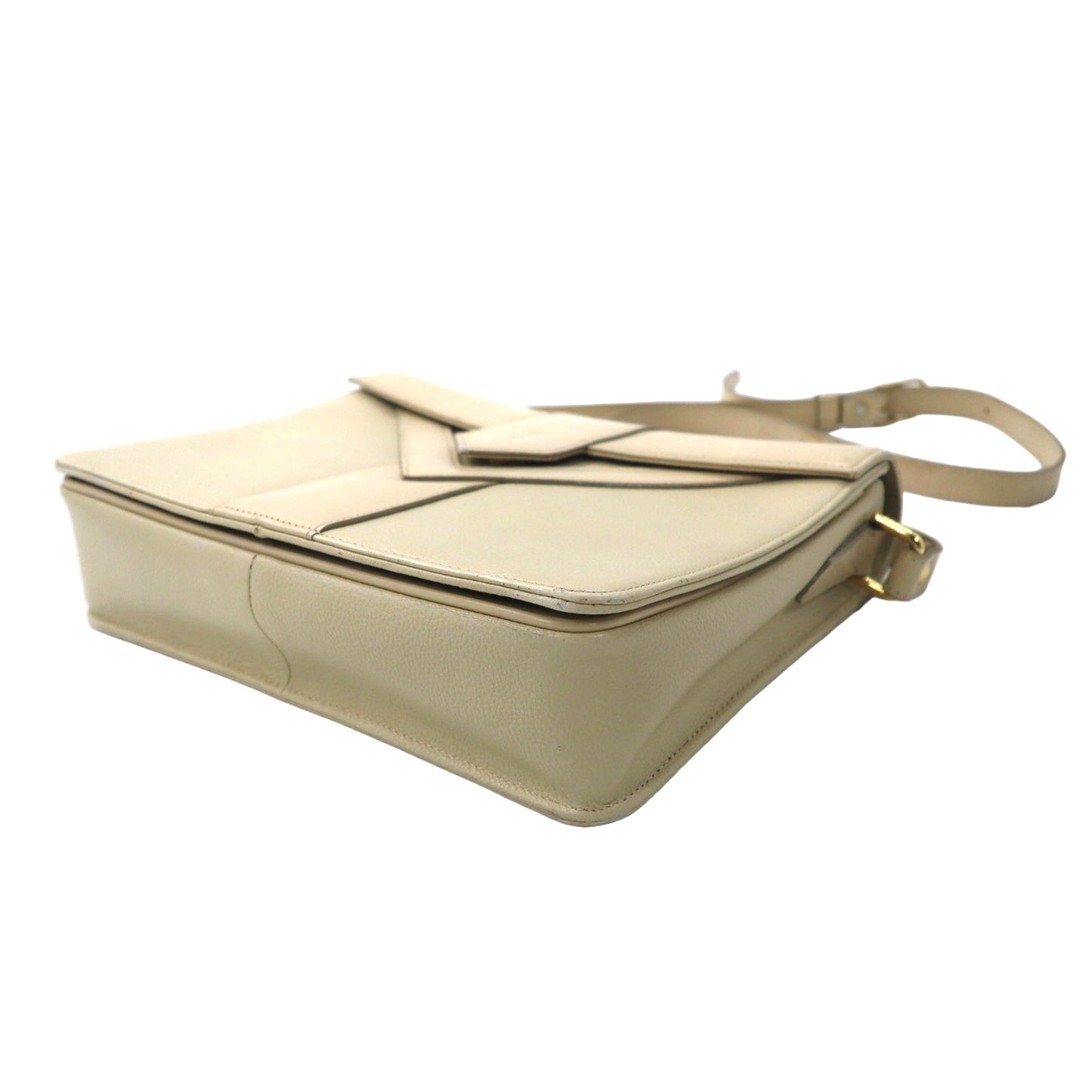 YVES SAINT LAURENT ショルダーバッグ クリーム レザー YSL オールド