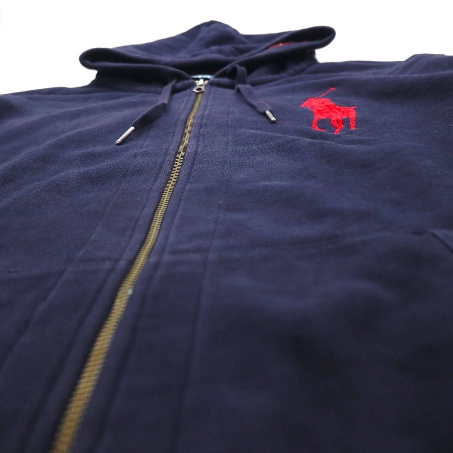 Polo Ralph Lauren 90年代 ビッグポニー 刺繍 リバースウィーブ ジップパーカー 2XL ネイビー ダブルジップ ビッグサイズ