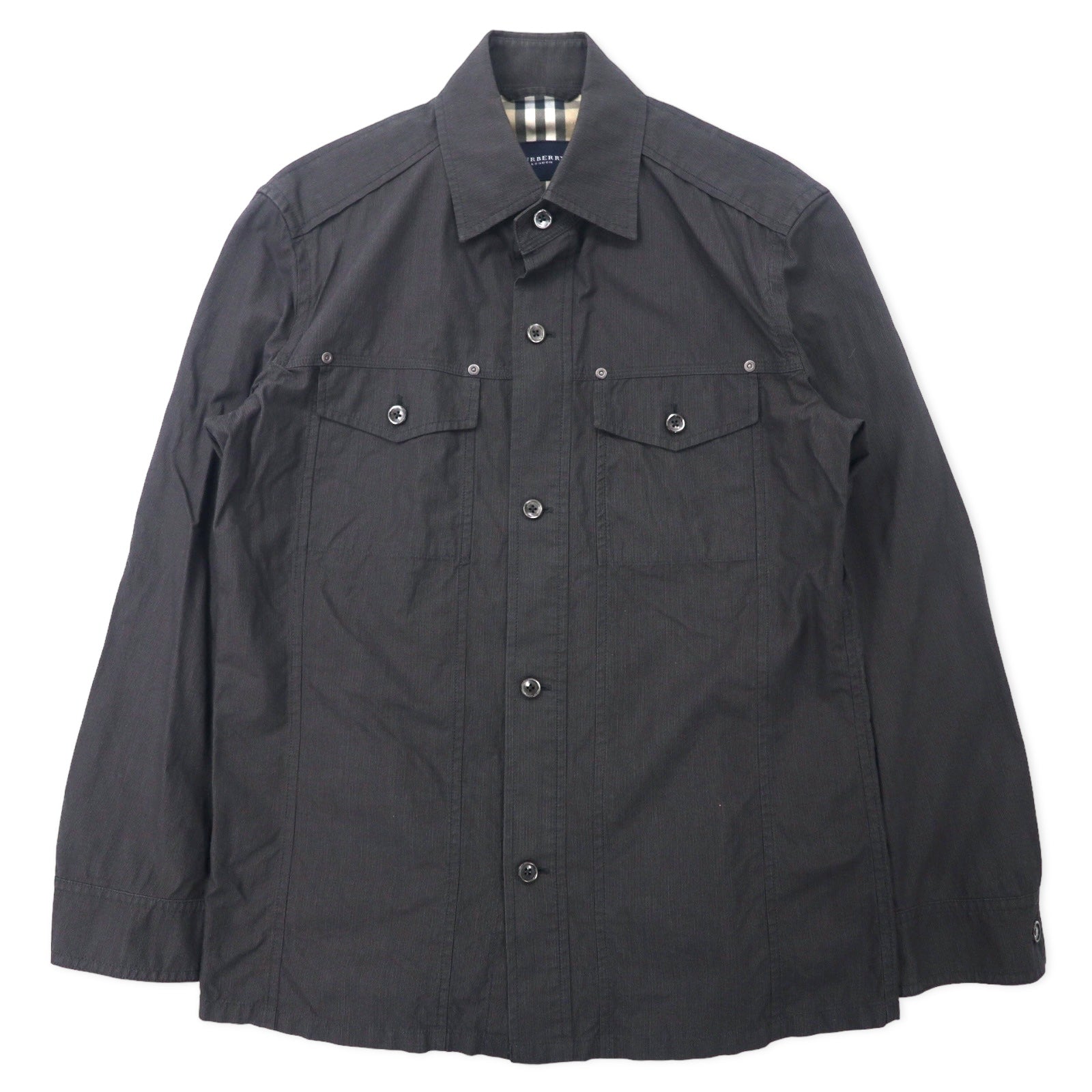 BURBERRY Safari Shirt Lining CHECKED M Gray Cotton – 日本然リトテ