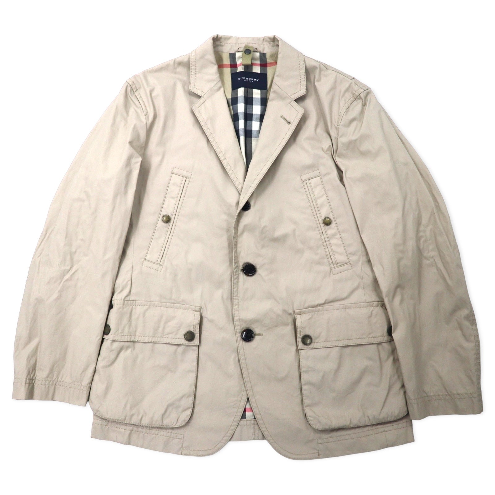 Burberry 3b Tailored Jacket Lining CHECKED M beige cotton acrylic 