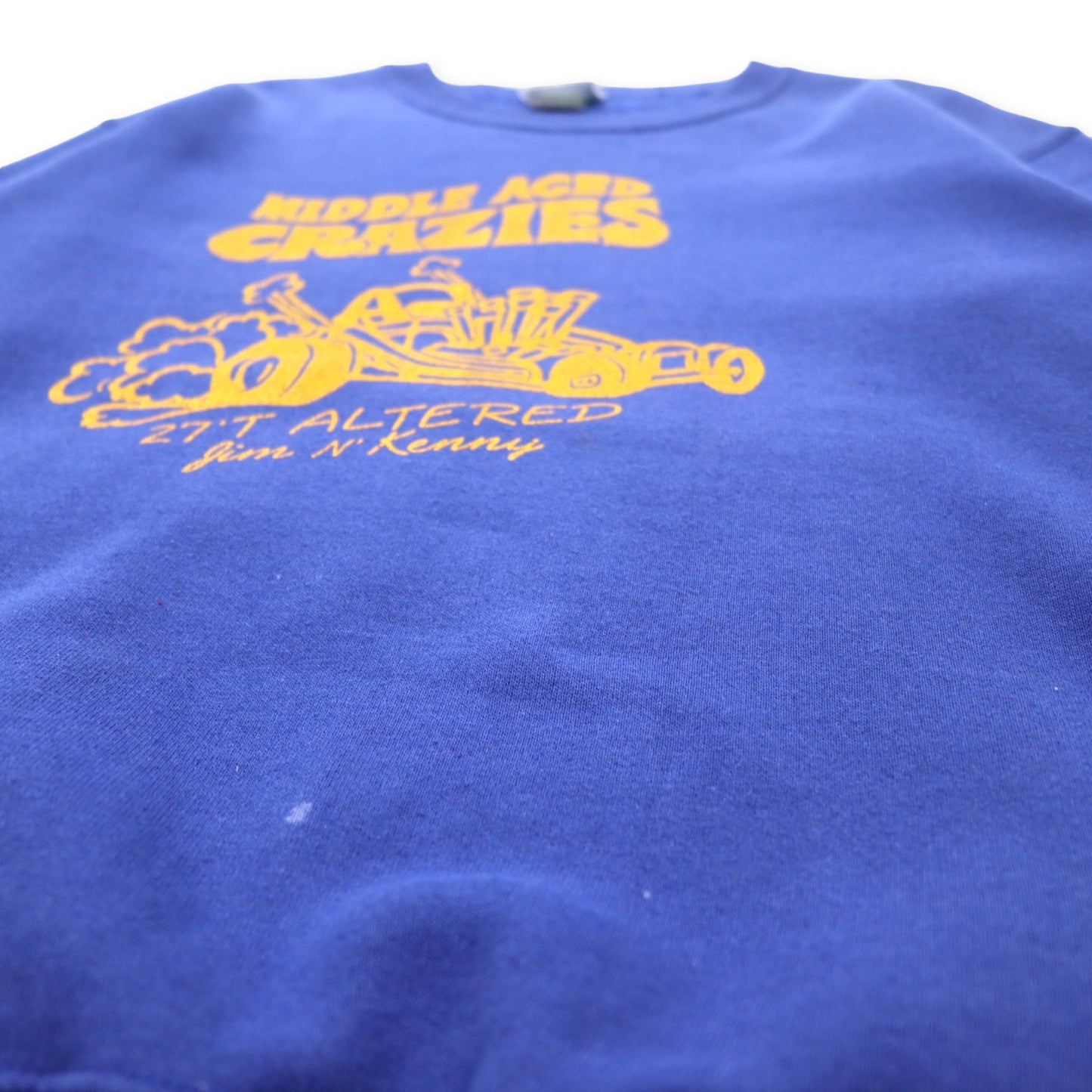 CASCADE SPORT USA製 90年代 プリントスウェット M ブルー コットン 裏起毛 MIDDLE AGED CRAZIES