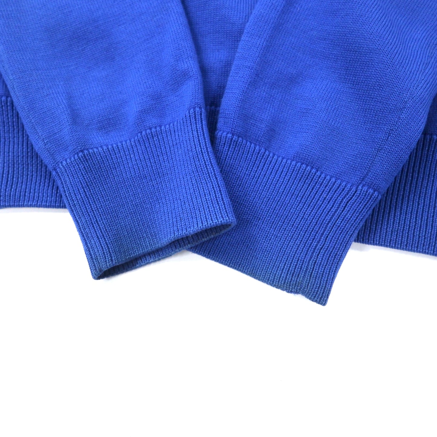 FRED PERRY V-neck merino wool knit sweater S blue one point logo embroidery K8225