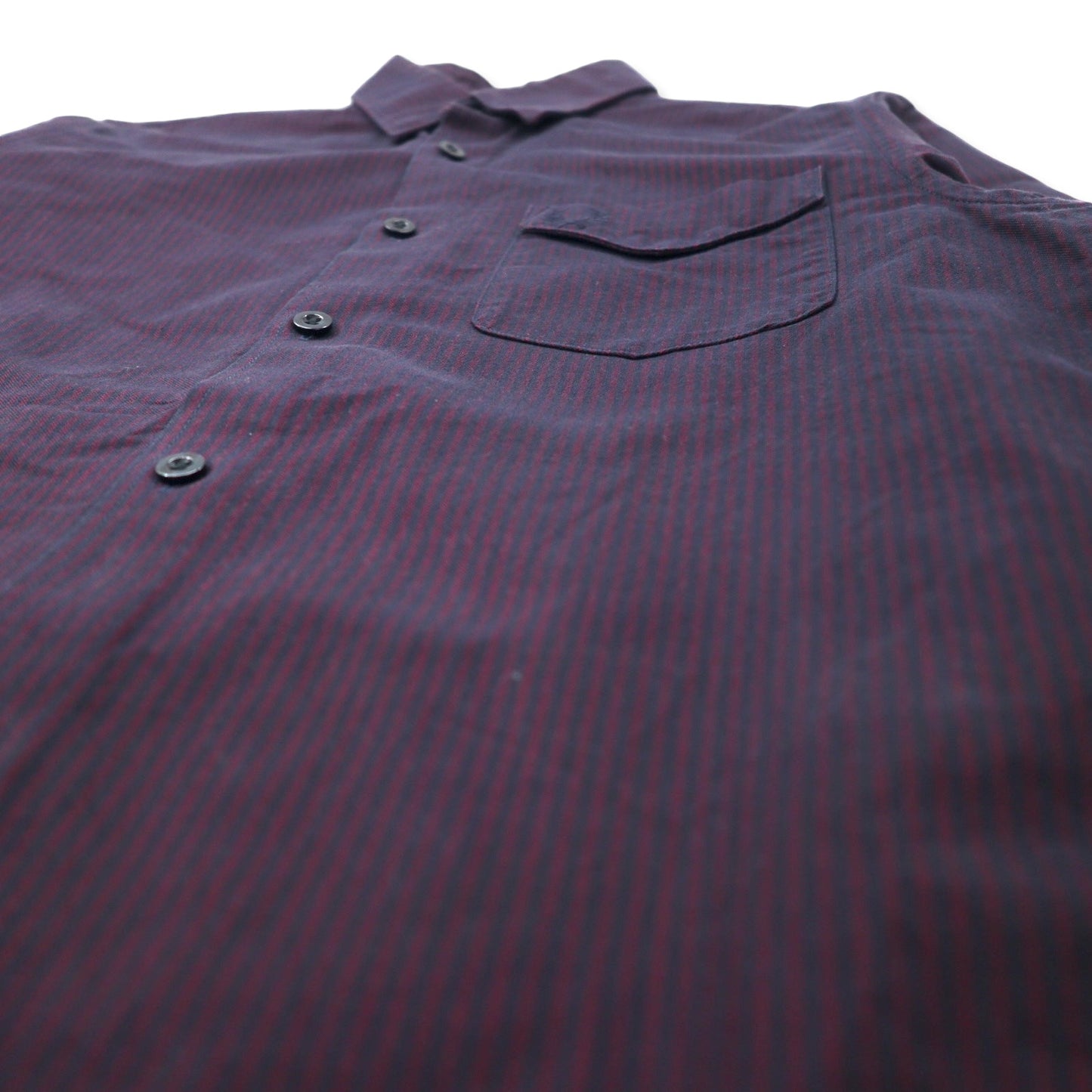 FRED PERRY Button Down Shirt S Bordeaux Striped Cotton One Point Logo Embroidery M2559