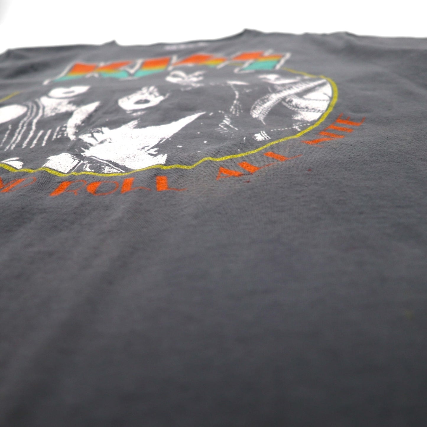 KISS Rock Band T-Shirt, Size L, Gray, Cotton, ROCK AND ROLL ALL NITE