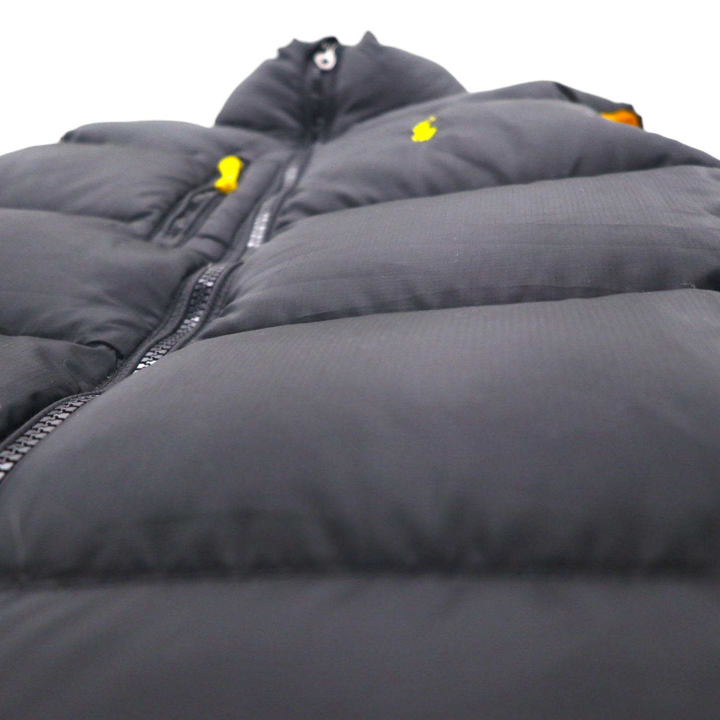 Polo Ralph Lauren スタンドカラー ダウンベスト L ブラック イエロー スモールポニー TALONジップ