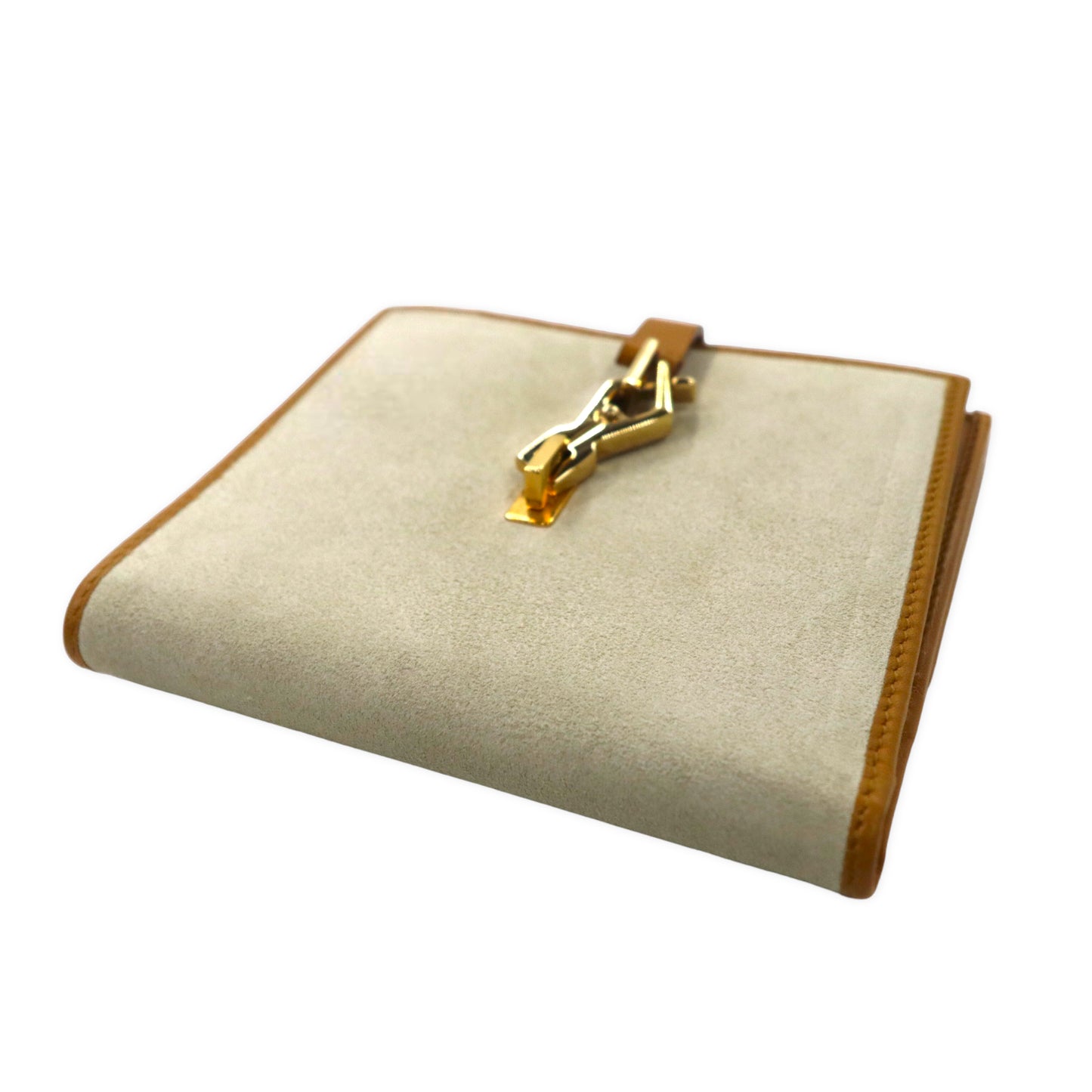 GUCCI Wホック ジャッキー 2つ折り財布 ベージュ スエード レザー 035 2140 2169 イタリア製 未使用品