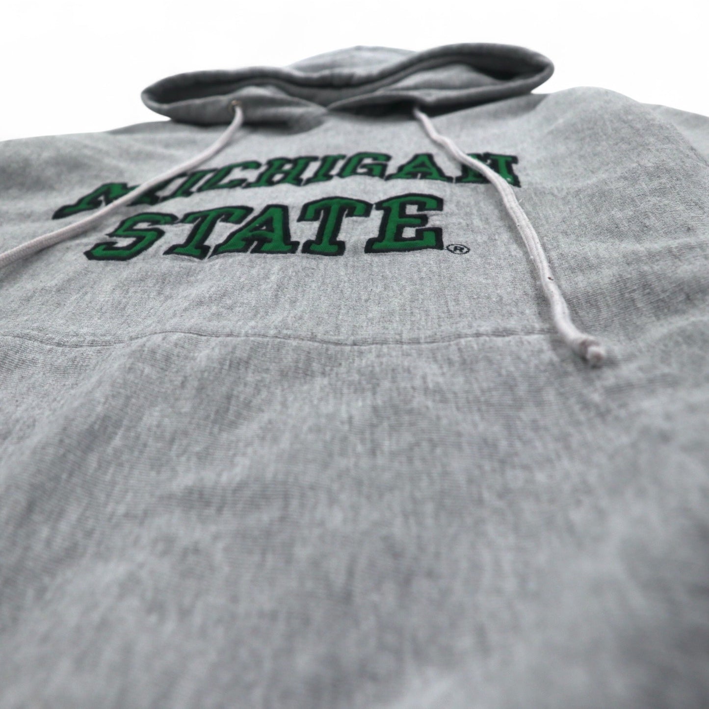 STEVE AND BARRY'S 90年代 リバースウィーブ プルオーバー パーカー XS グレー MICHIGAN STATE アーチロゴ
