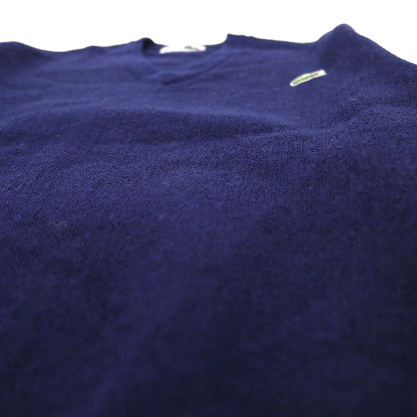 CHEMISE LACOSTE 80s Made in Japan V-neck knit sweater, size S, navy, one-point logo