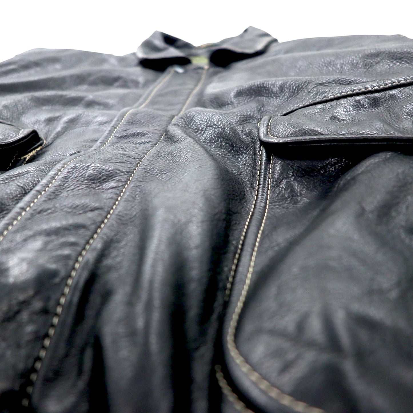 Made in France 70s CUIRS VANIFOSSE A-2 Leather Flight Jacket XL Black Leather ECLAIR Zipper Epaulettes Removable Quilted Liner
