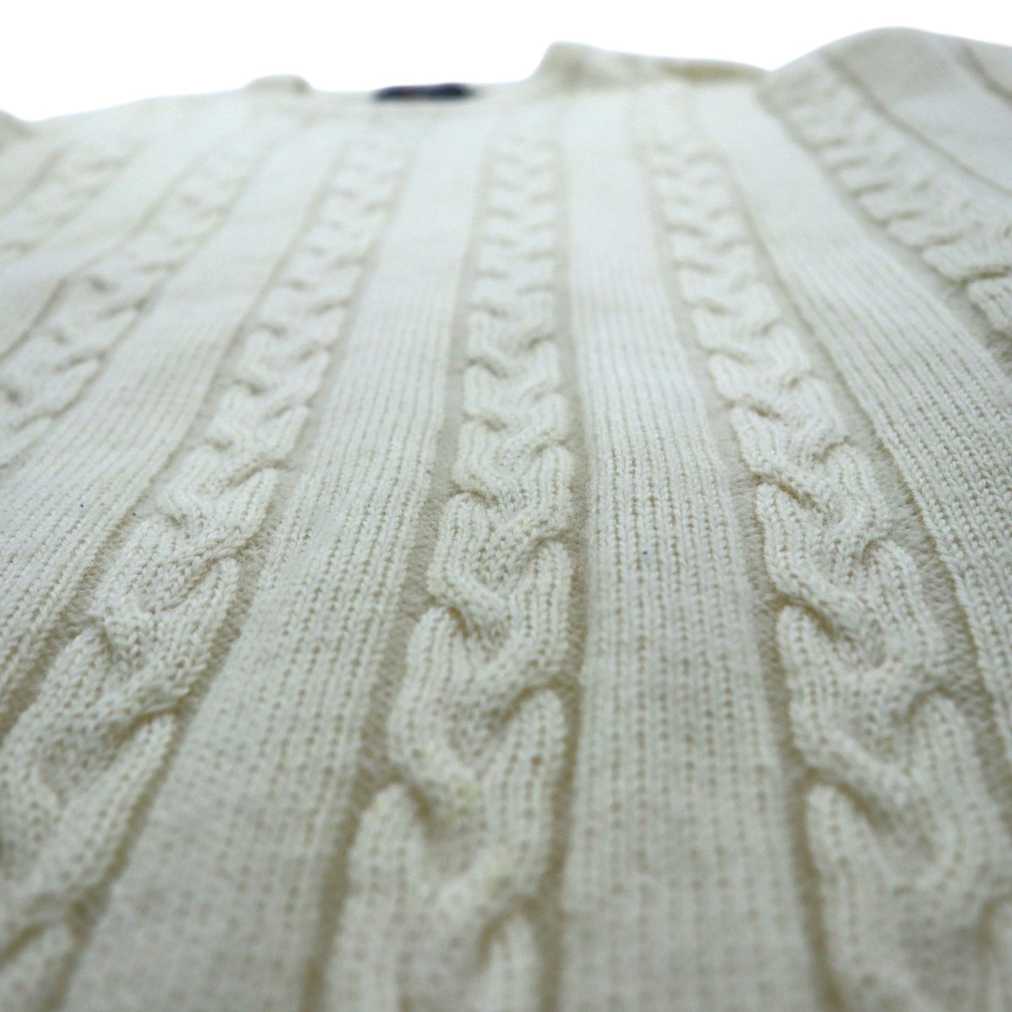 CHAPS RALPH LAUREN 90s Fisherman Aran Knit Sweater, Size L, Off-White, Wool, Cable Knit