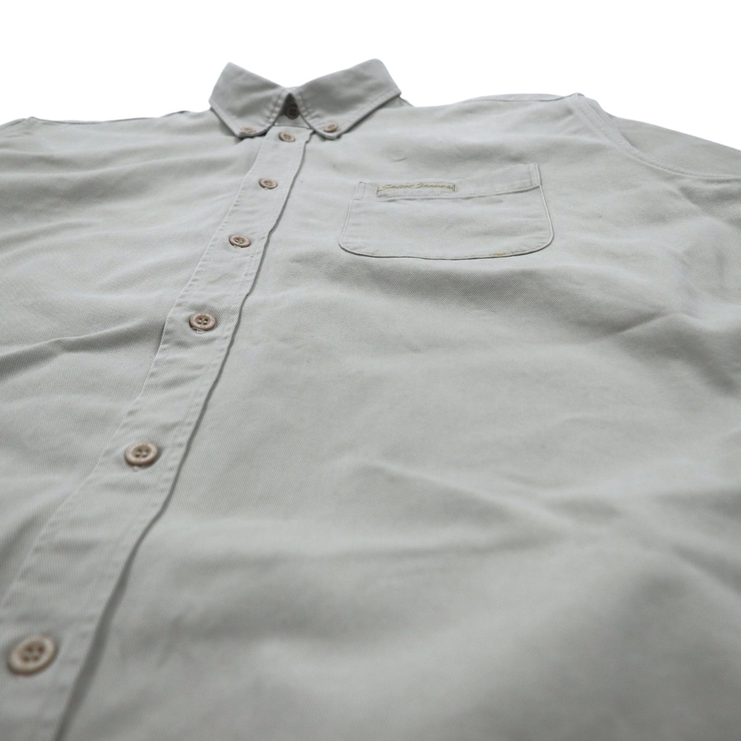 SAINT JAMES Button-down Chino Work Shirt, Medium, Beige, Cotton