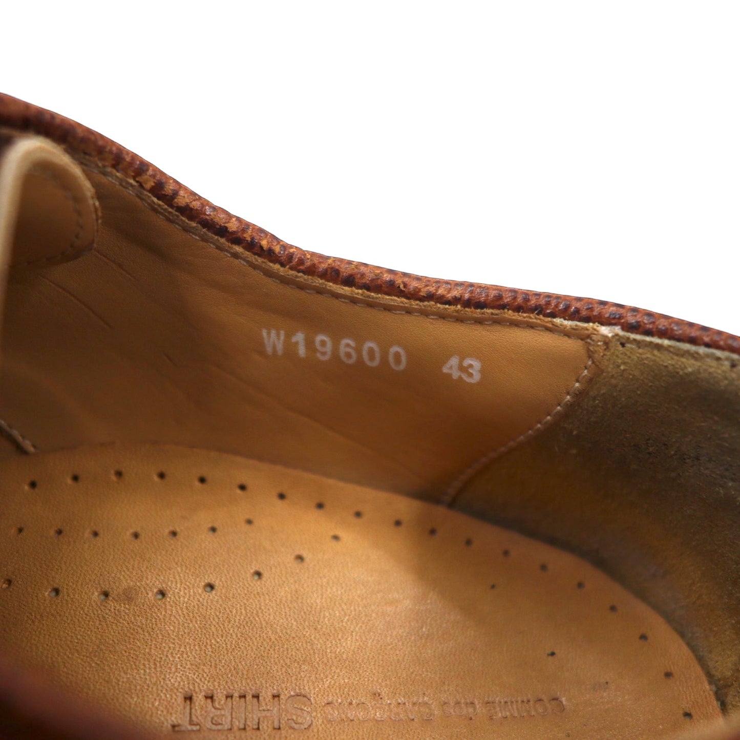COMME des GARCONS SHIRT ウイングチップ レザーシューズ 27cm ブラウン vibramソール レザー 型押し MORFLEX W19600 MORFLEX
