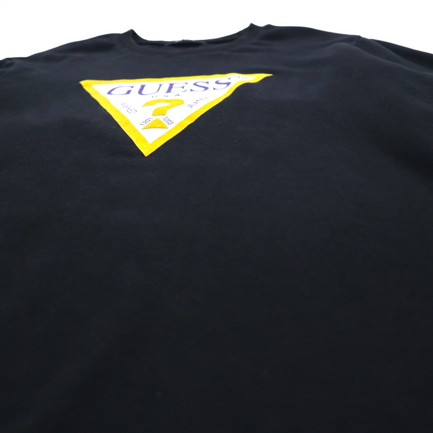 GUESS トライアングルロゴ プリント スウェット L ブラック コットン