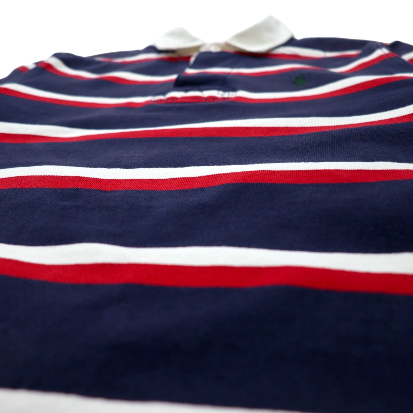 Polo by Ralph Lauren 90s Striped Rugby Shirt, Medium, Navy, Cotton, Small Pony Embroidery, Made in Sri Lanka