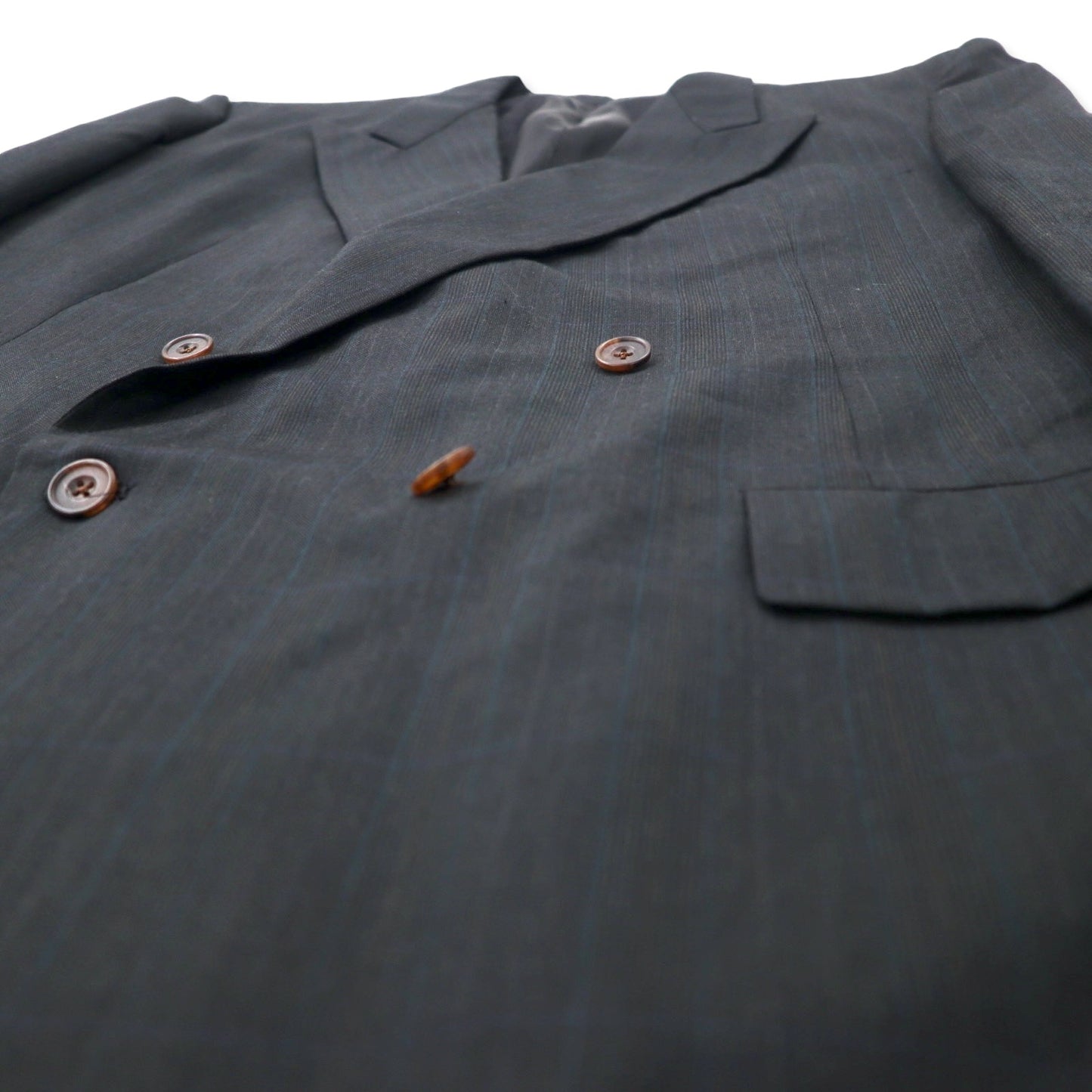 Christian Dior MONSIEUR USA made double-breasted tailored jacket XL grey striped wool old UNION MADE