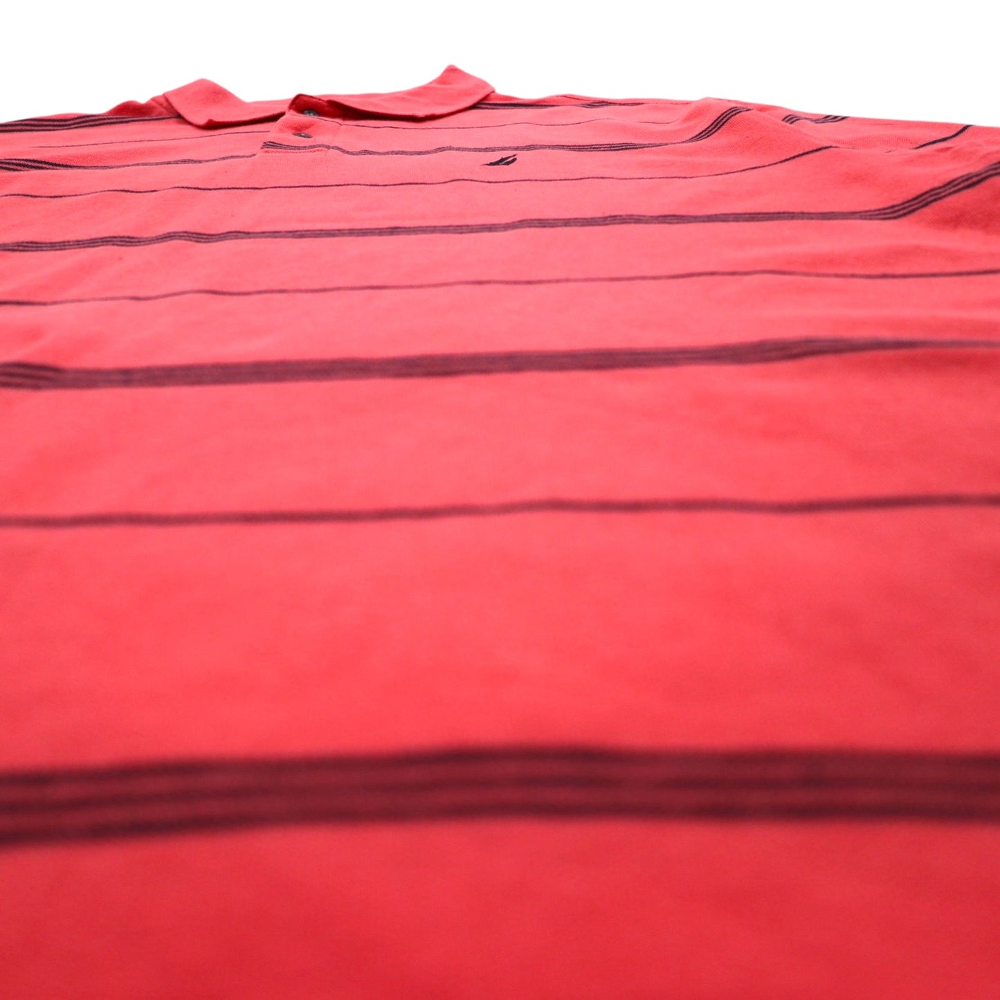 NAUTICA Classic Fit Striped Polo Shirt 2XL Pink Pique Performance Deck Shirt with One Point Logo Embroidery