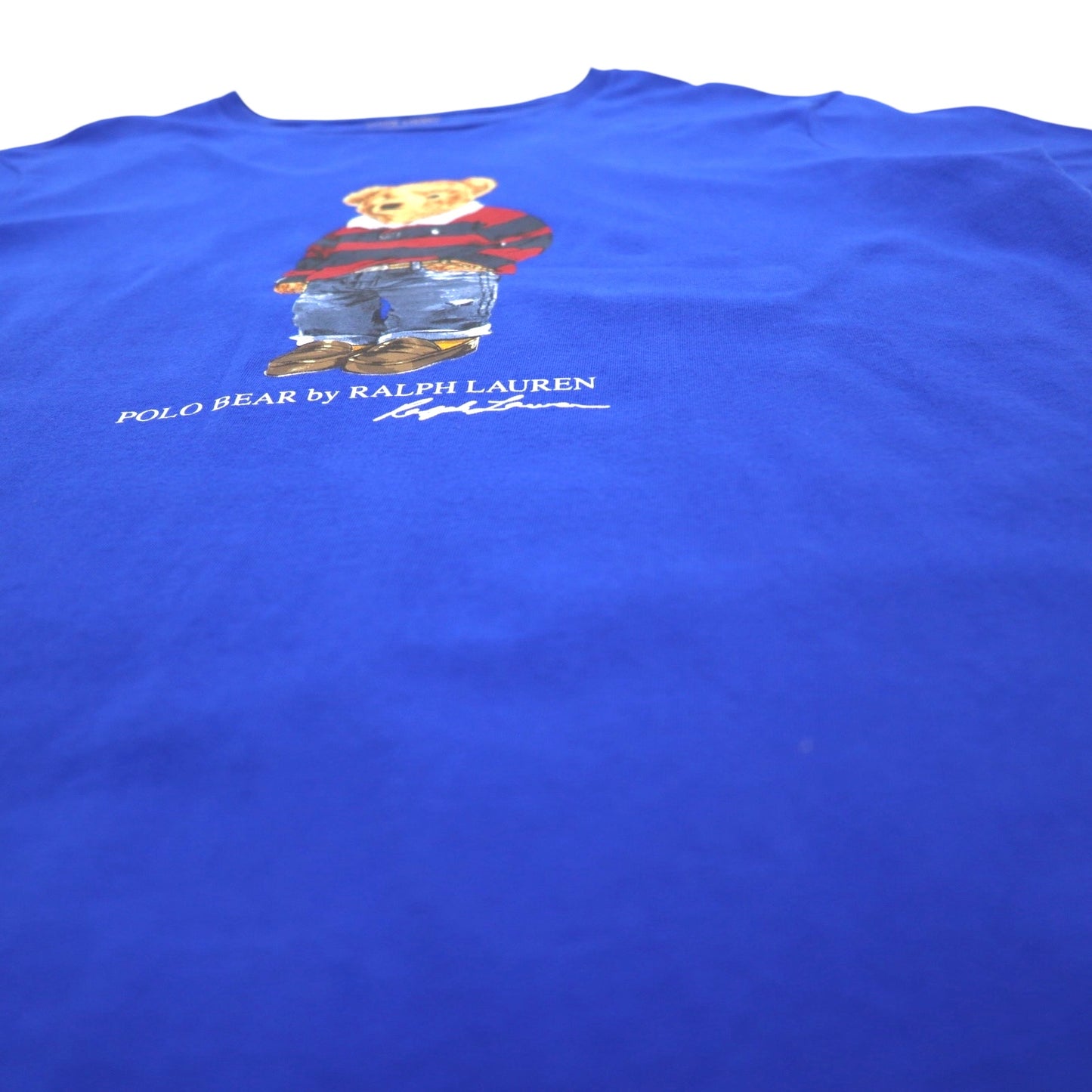 POLO RALPH LAUREN ポロベア プリント Tシャツ L ブルー コットン CUSTOM SLIM FIT
