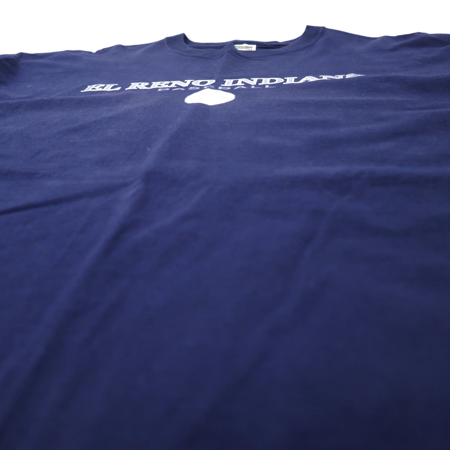 FRUIT OF THE LOOM Baseball Print T-Shirt XXL Navy Cotton Loftdez Big Size EL RENO INDIANS Made in Honduras